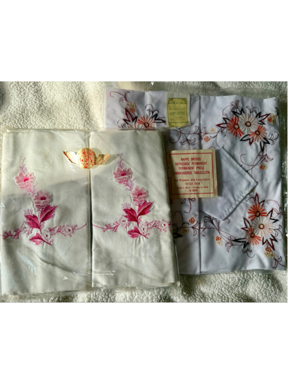Embroidered Tablecloth and Pillowcase Sets